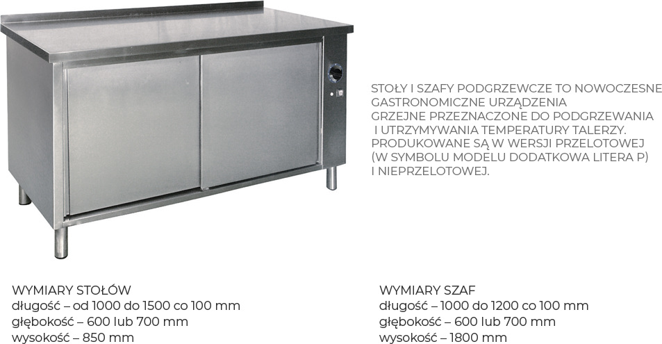 stoly i szafy podgrzewacze